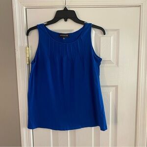 Jones New York Blue Cotton Pleated Tank Top Blouse Medium Summer